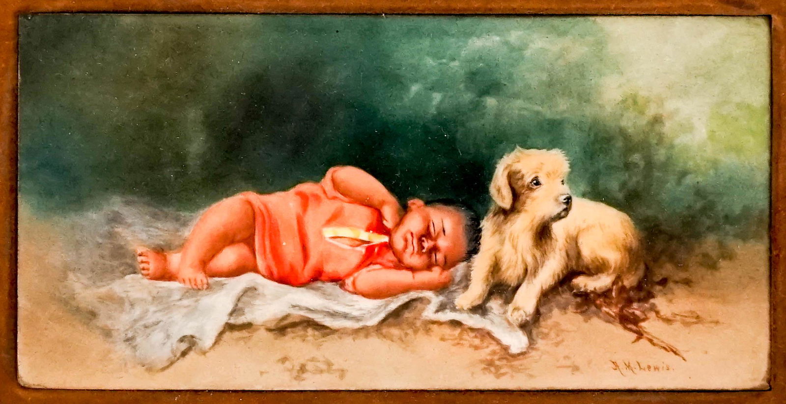 Anna M. Lewis (born 1858) Hand Painted Plaque (1 of 4)