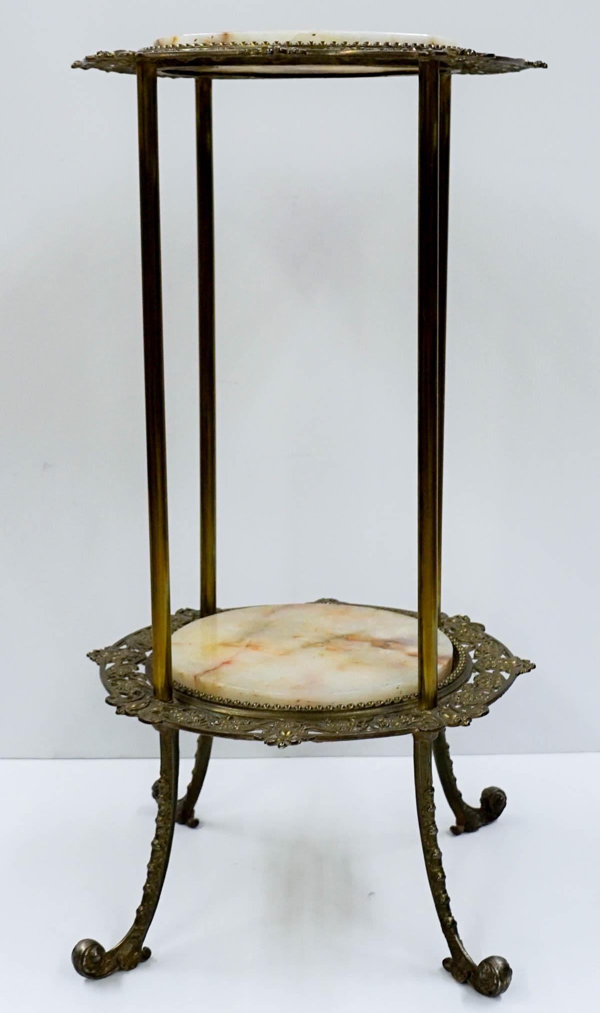 Antique Brass & Marble Plant Stand (1 of 4)
