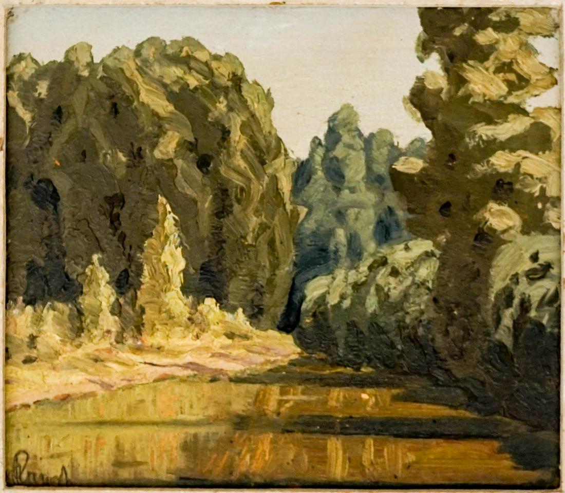 Signed Illegibly Impressionist Small Painting: Signed Illegibly Impressionist Small Painting. Measures 7-in. x 8-in. sight size. If lot is absent of a condition report one may be requested via email. Condition report is provided as an opinion only