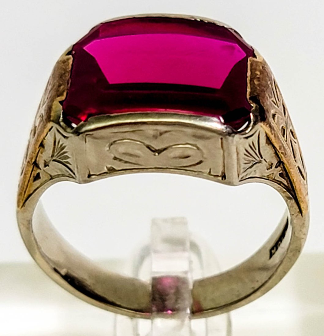10K White Gold & 9.13 Ct. Ruby Mens Ring (1 of 6)