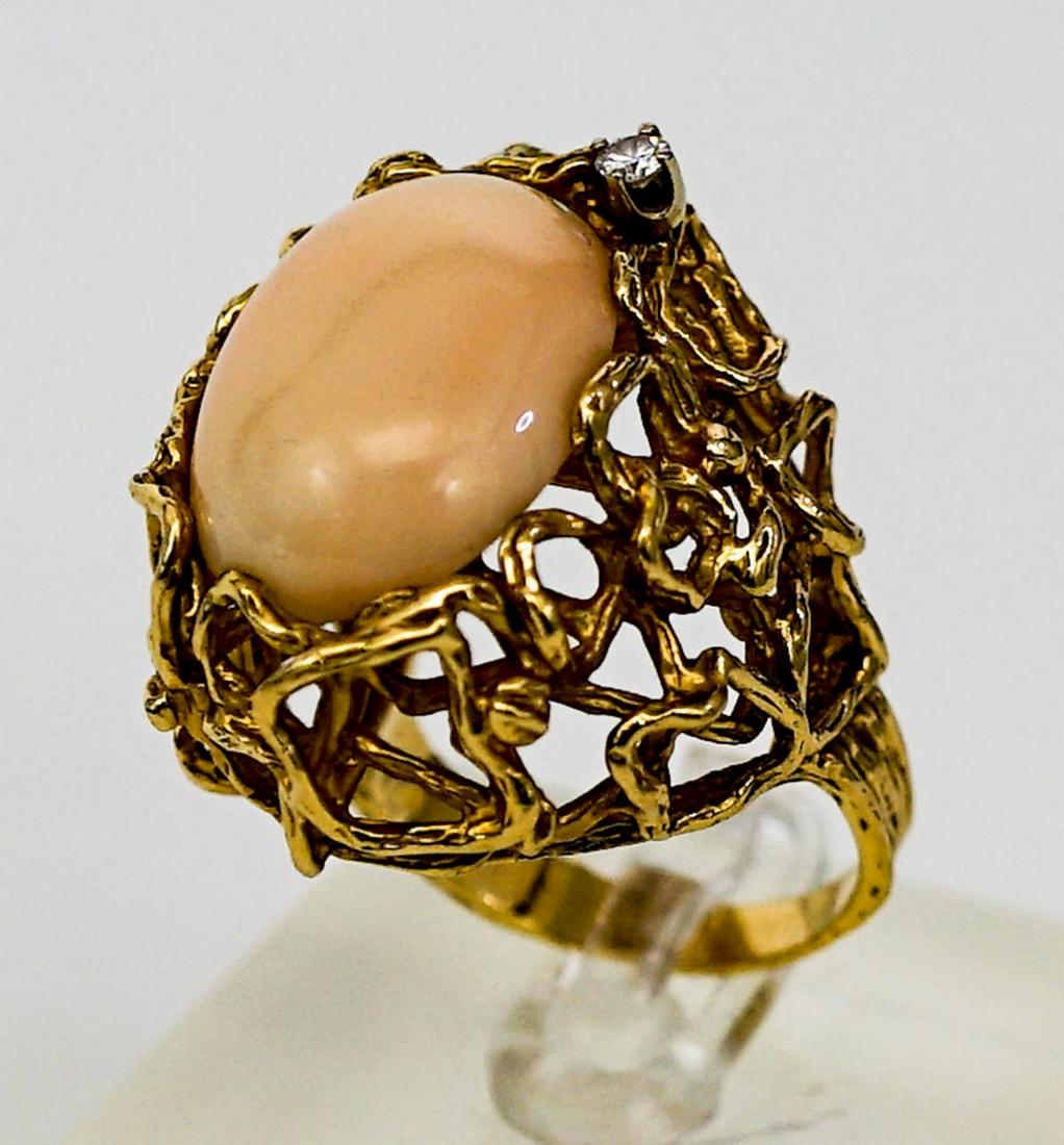 Large 14k Gold & Coral Designer Ring (1 of 8)