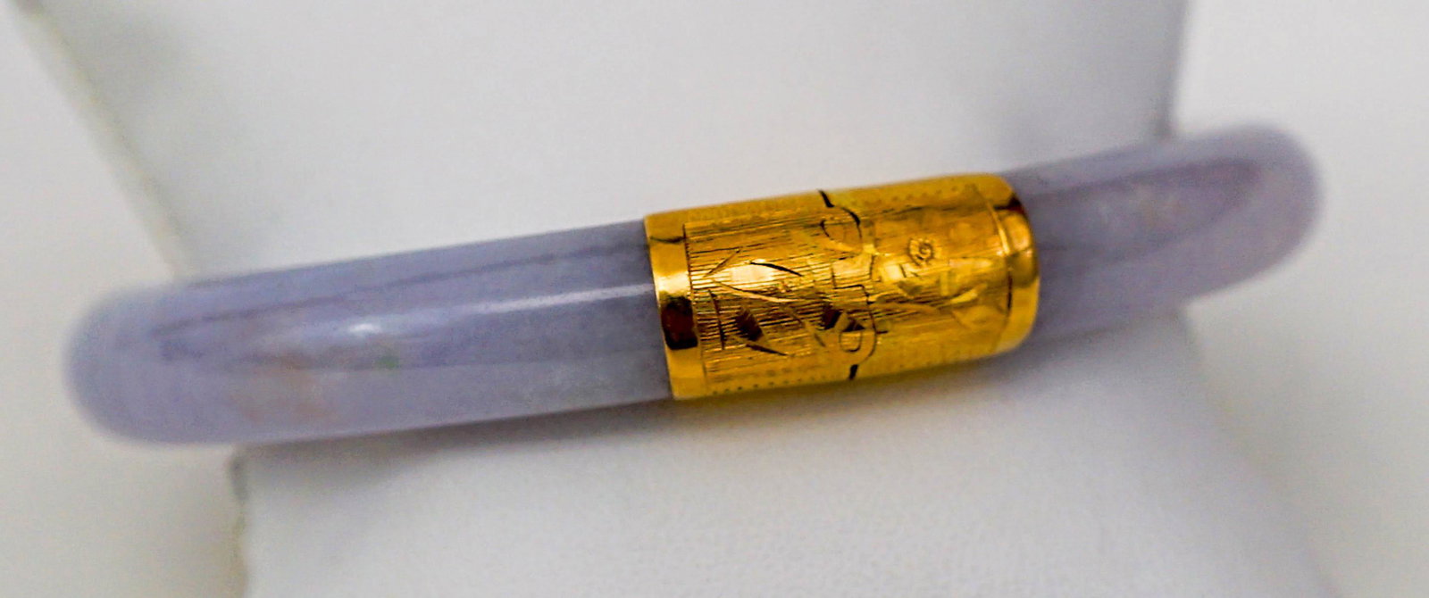 14k Gold, Lavender & Green Jade Bangle (1 of 6)