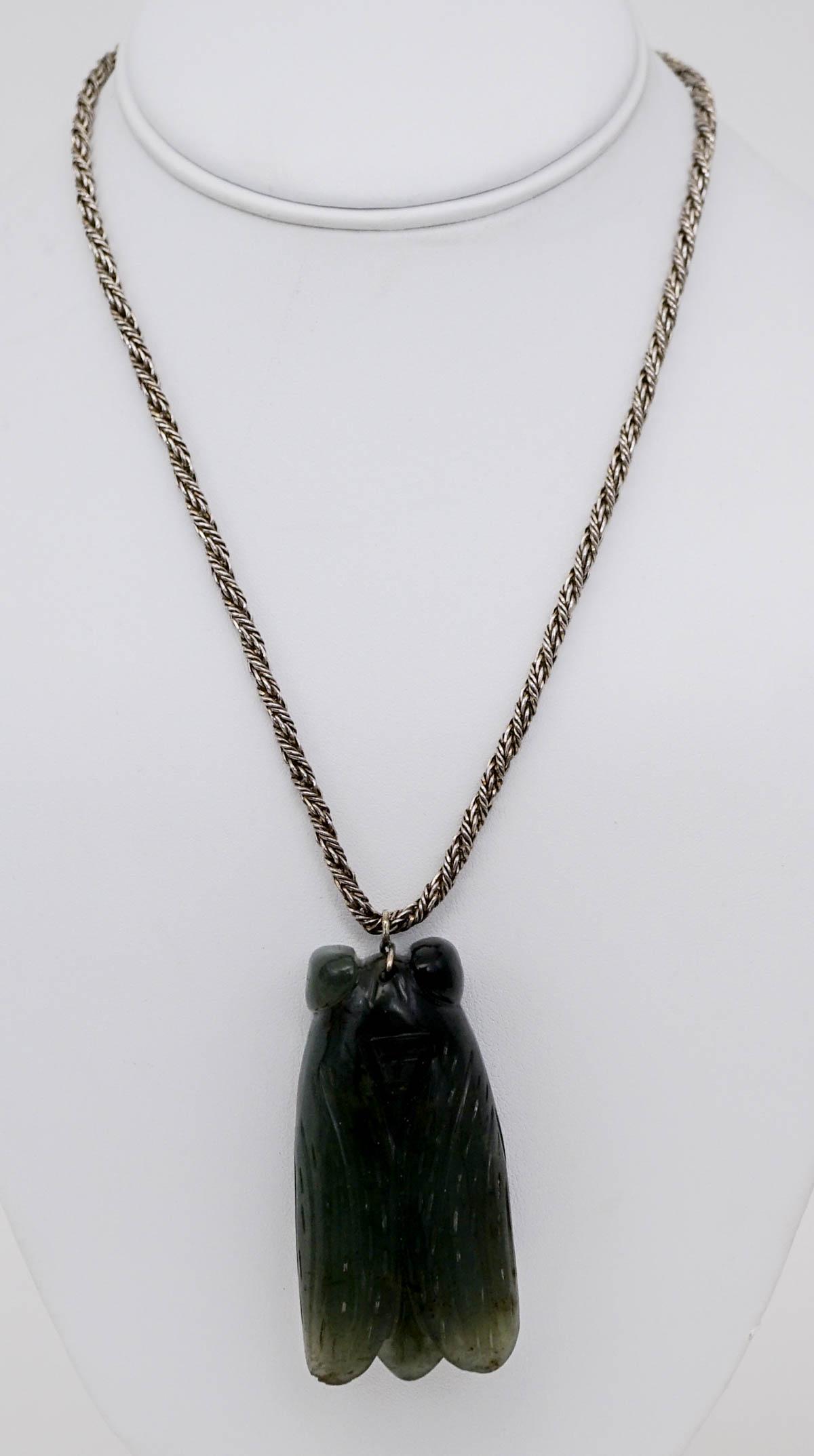 Large Carved Jade Pendant of Cicada (1 of 7)