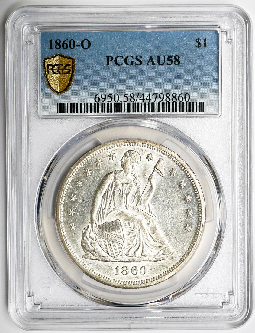 1860-O U.S. Seated Liberty Dollar PCGS AU58 (1 of 2)