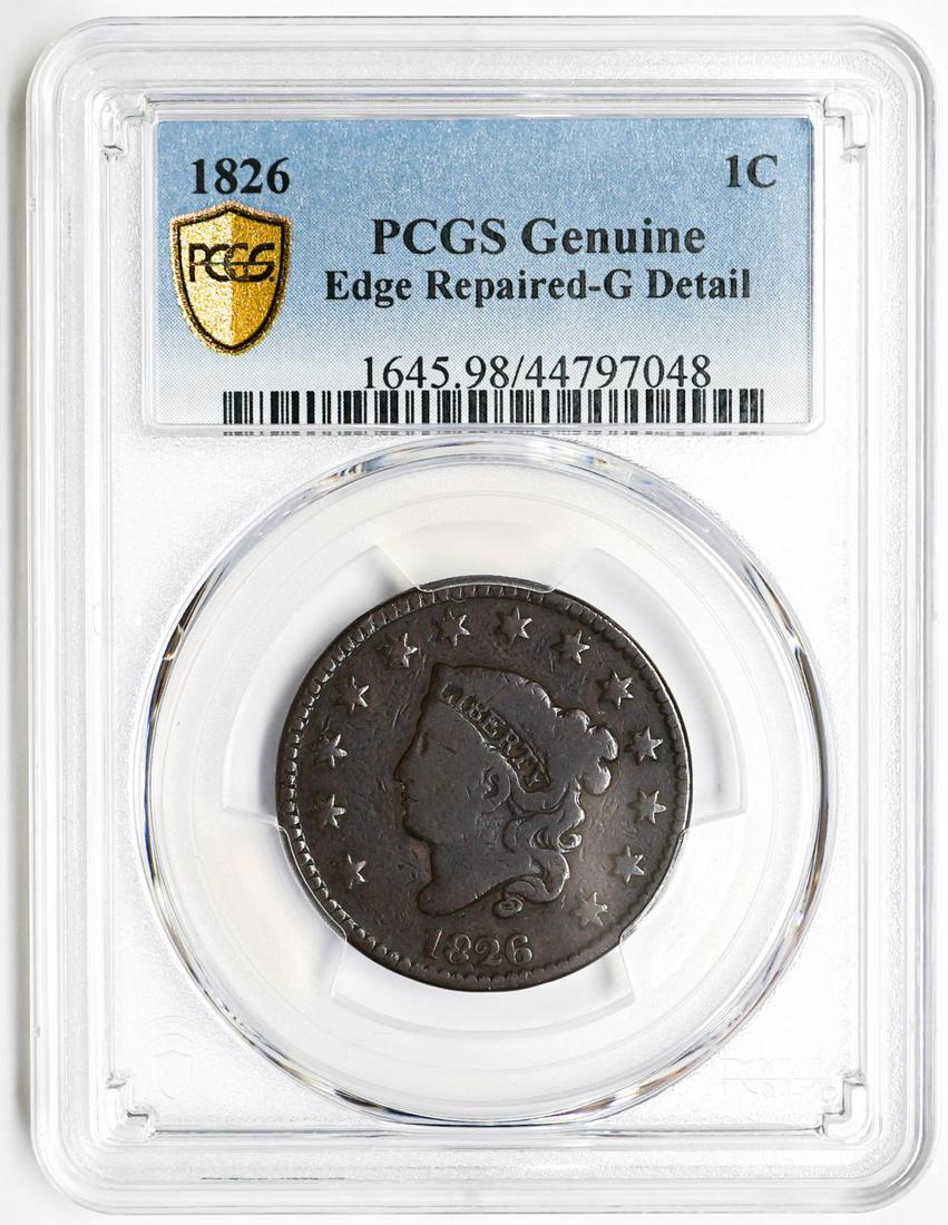 1826 Coronet Head Large Cent PCGS Genuine (1 of 2)