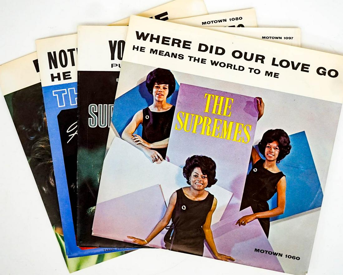 The Supremes 45's with Picture Sleeves (4): The Supremes 45's with Picture Sleeves (4). EX+/NM. If lot is absent of a condition report one may be requested via email. Condition report is provided as an opinion only and is no guarantee as gradin