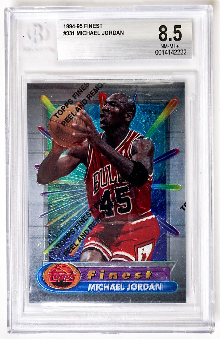 1994-95 Topps Finest Michael Jordan #331 BGS 8.5: 1994-95 Topps Finest Michael Jordan #331 BGS 8.5. Buyer must view photographs or scans to assist in determining condition and ask further questions if so desired. Our in-house shipping department will