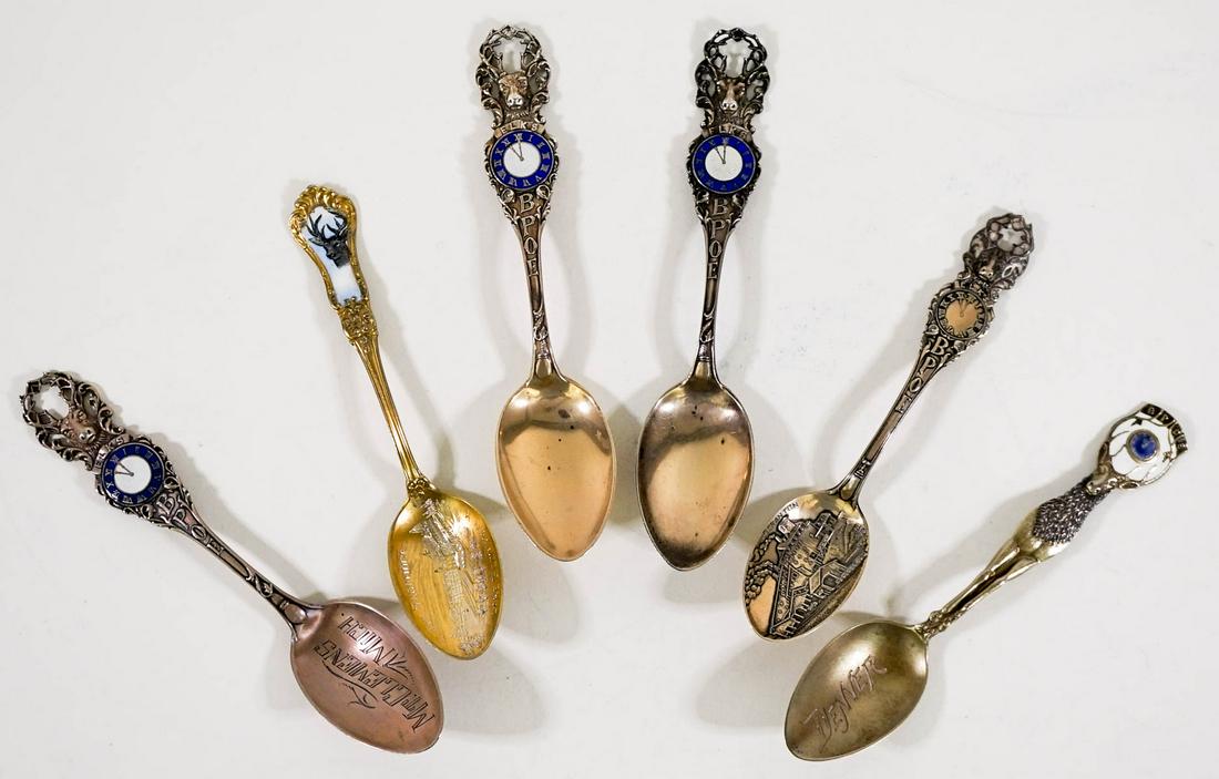 Antique (6) BPOE Souvenir Spoons Sterling/Enamel (1 of 10)