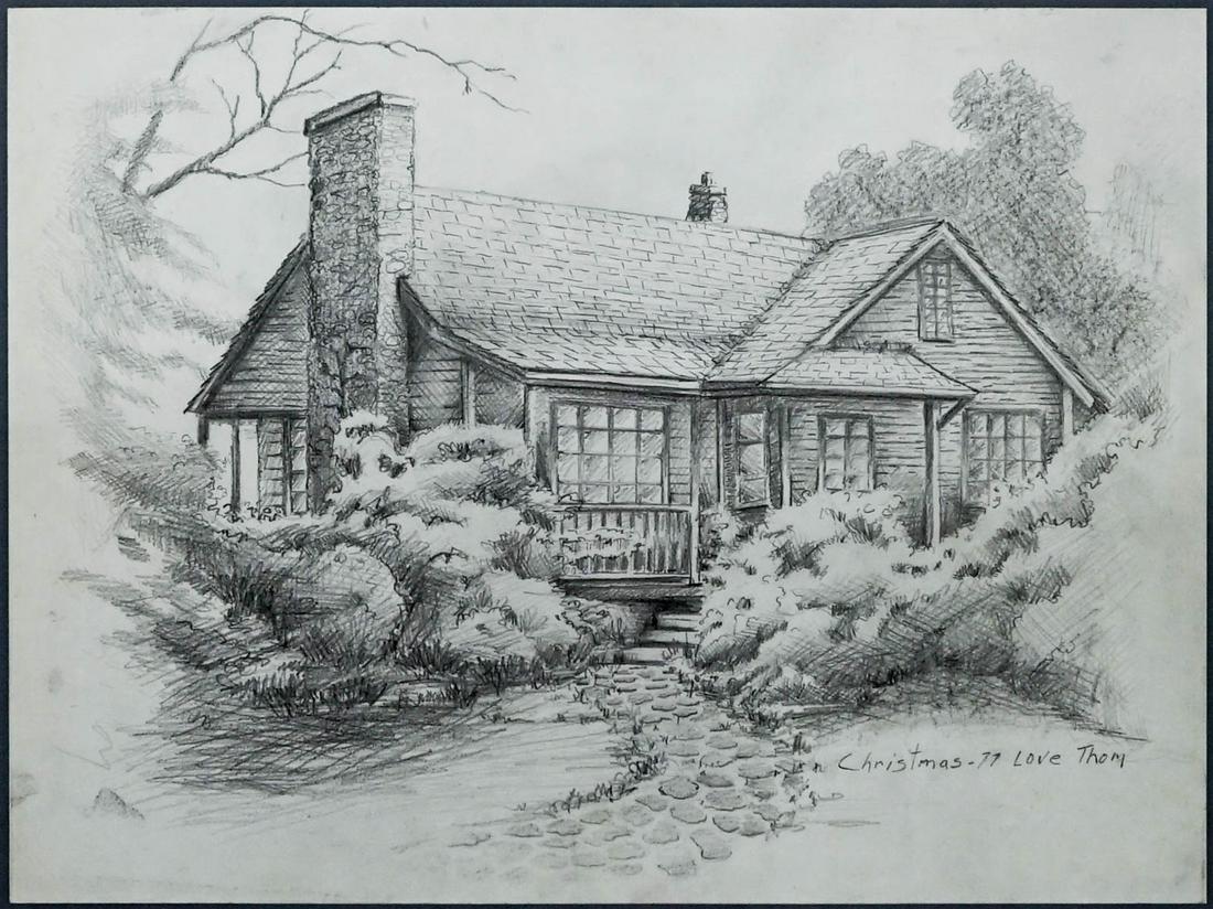 Thomas Kinkade Original Drawing Christmas 1977 (1 of 5)