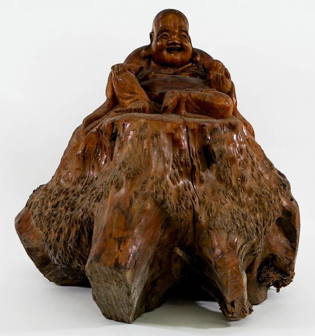 Large Carved Wood Buddha Figure [Tree Root] (1 of 7)