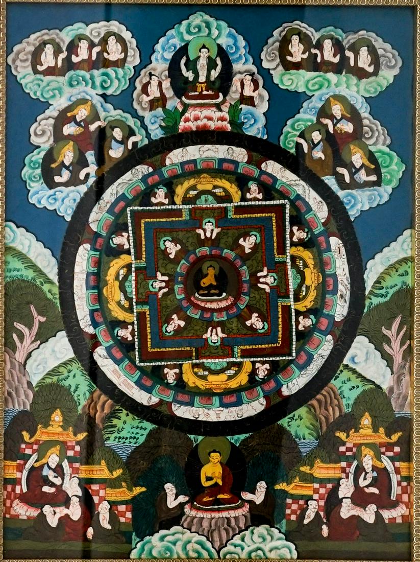 Antique Framed Hand Painted Thangka (1 of 5)