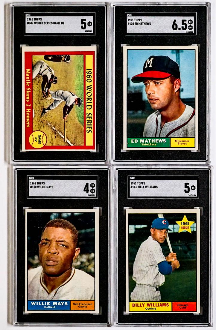 (4) 1961 Topps SGC Graded Baseball Cards HOF (1 of 2)
