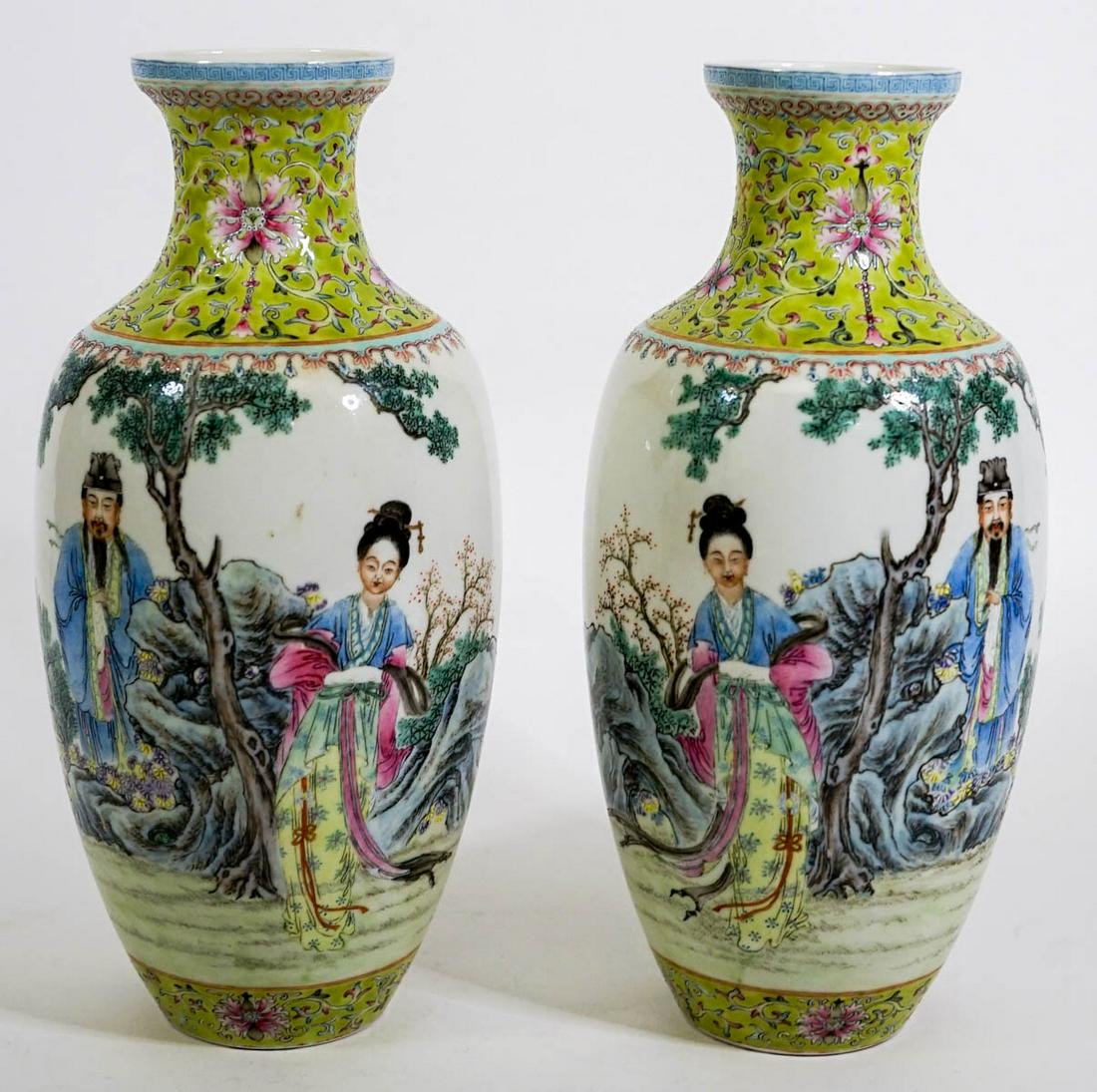 Pair Old Chinese Eggshell Signed Porcelain Vases (1 of 6)