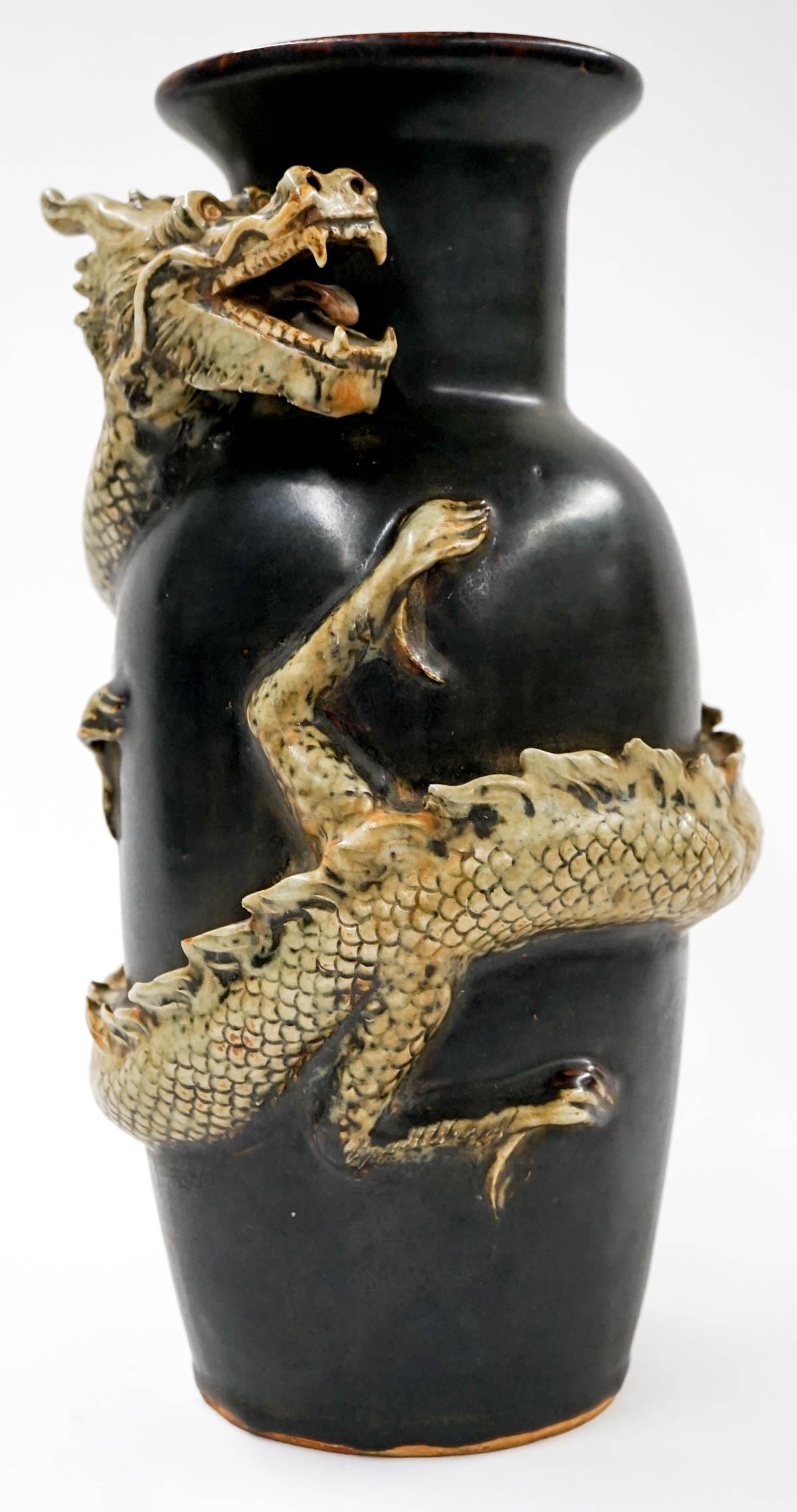 Large Art Pottery Vase with Dragon (1 of 7)