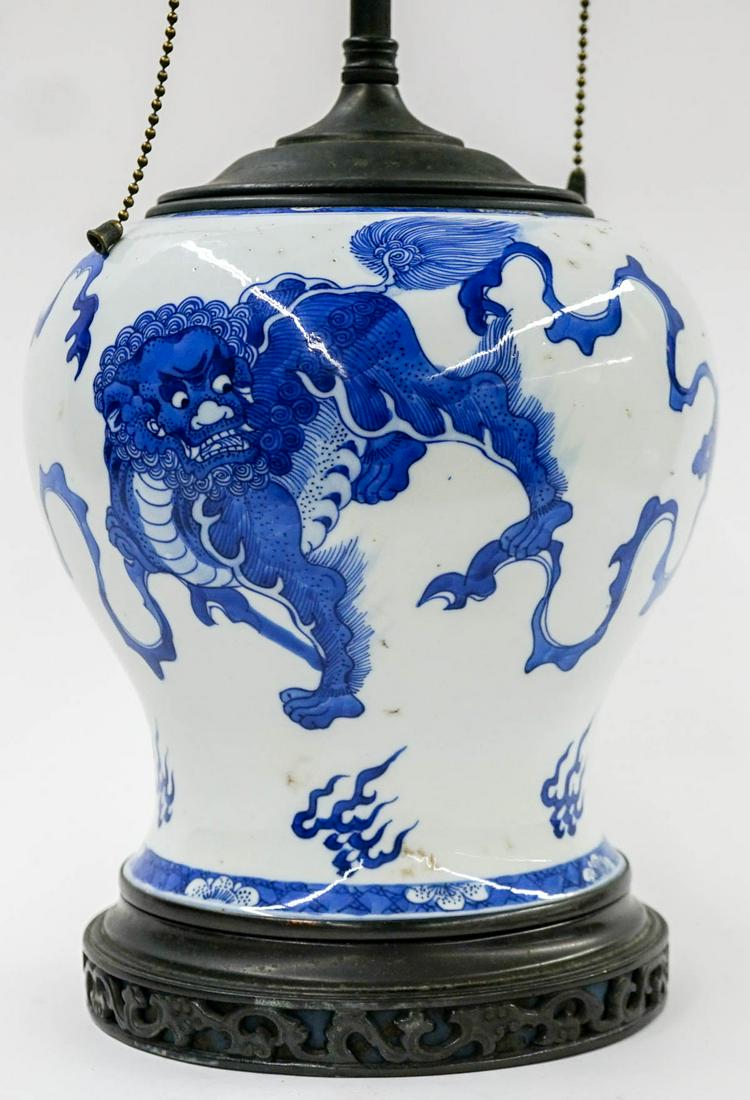 Chinese Antique Blue & White Lamp Base (1 of 9)