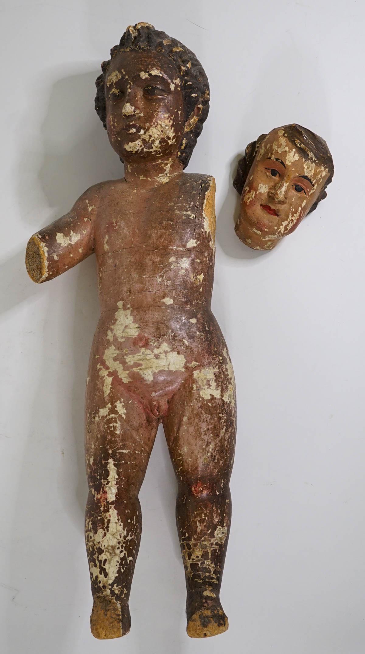 Vintage (2) Carved Wood Doll and Part (1 of 6)