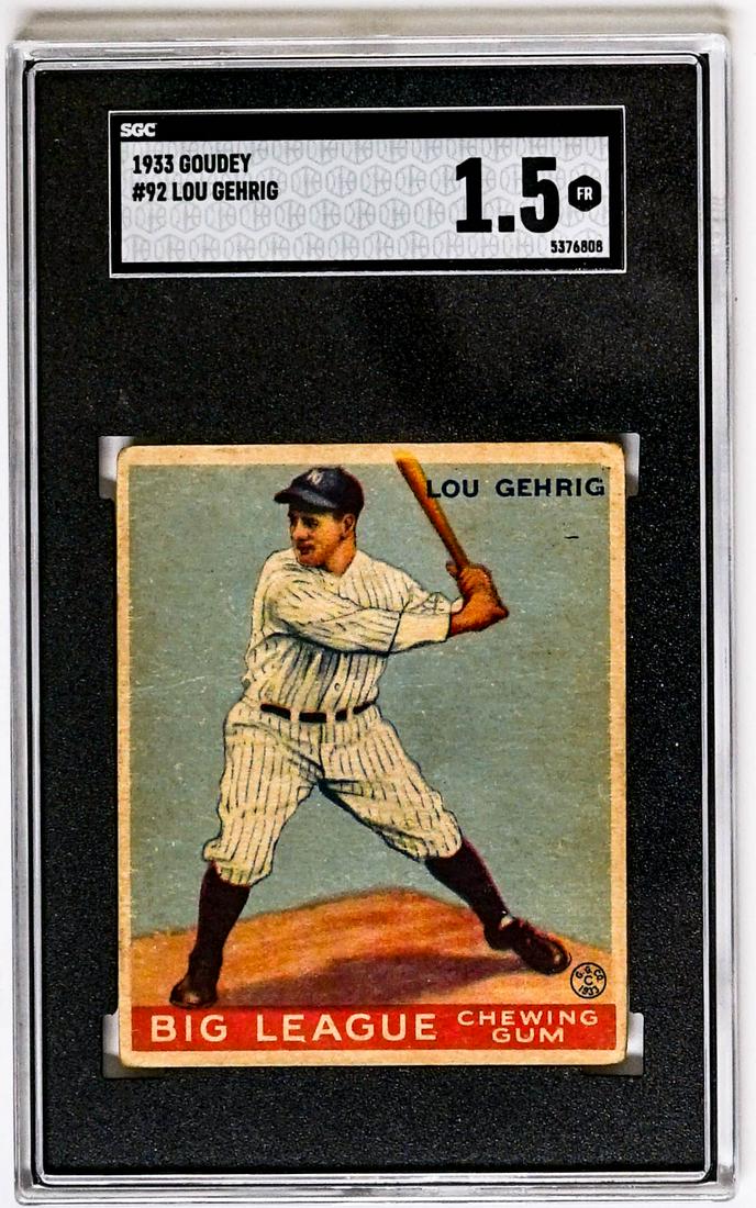 Lou Gehrig 1933 Goudey #92 SGC 1.5 (1 of 2)