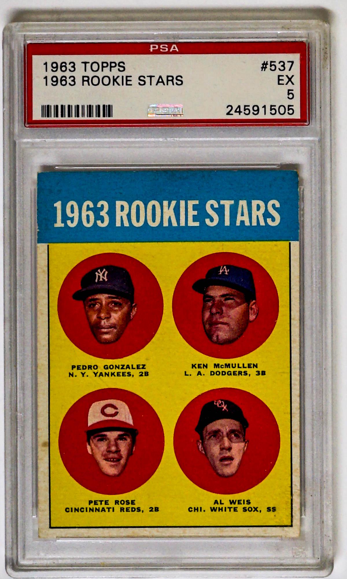 [Pete Rose] 1963 Topps Rookie Stars #537 PSA 5 EX (1 of 2)