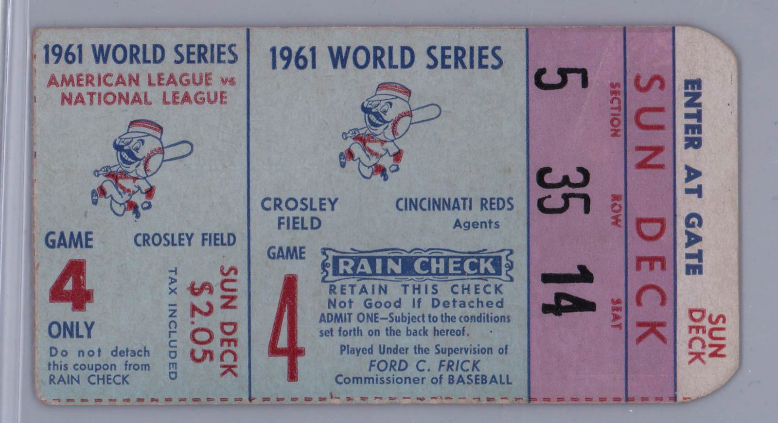 [Yankees, Reds] 1961 World Series Game 4 Ticket (1 of 2)