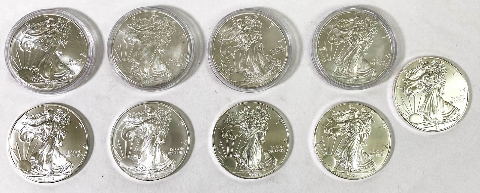 (9) 2013 American Eagle Silver Dollars .999 1 oz. (1 of 2)