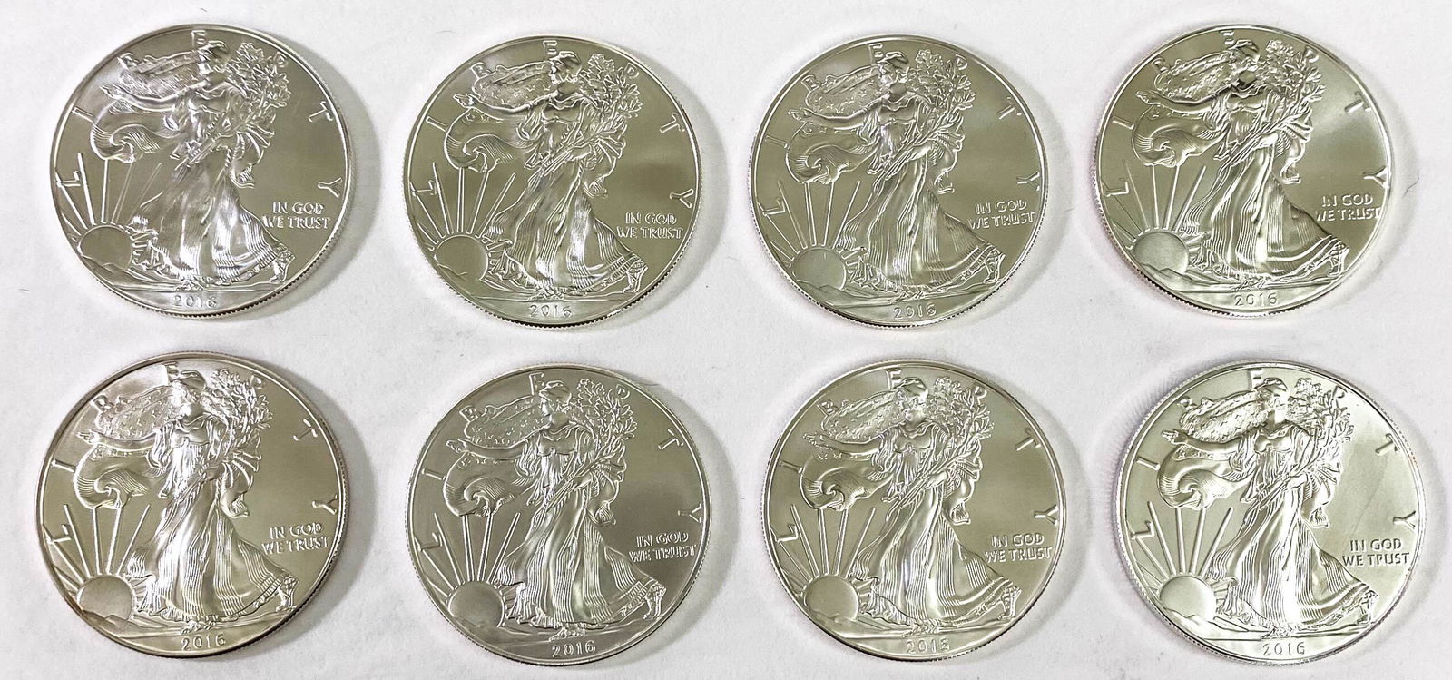 (8) U.S. American Eagle 1 oz. Silver Dollars .999 (1 of 2)