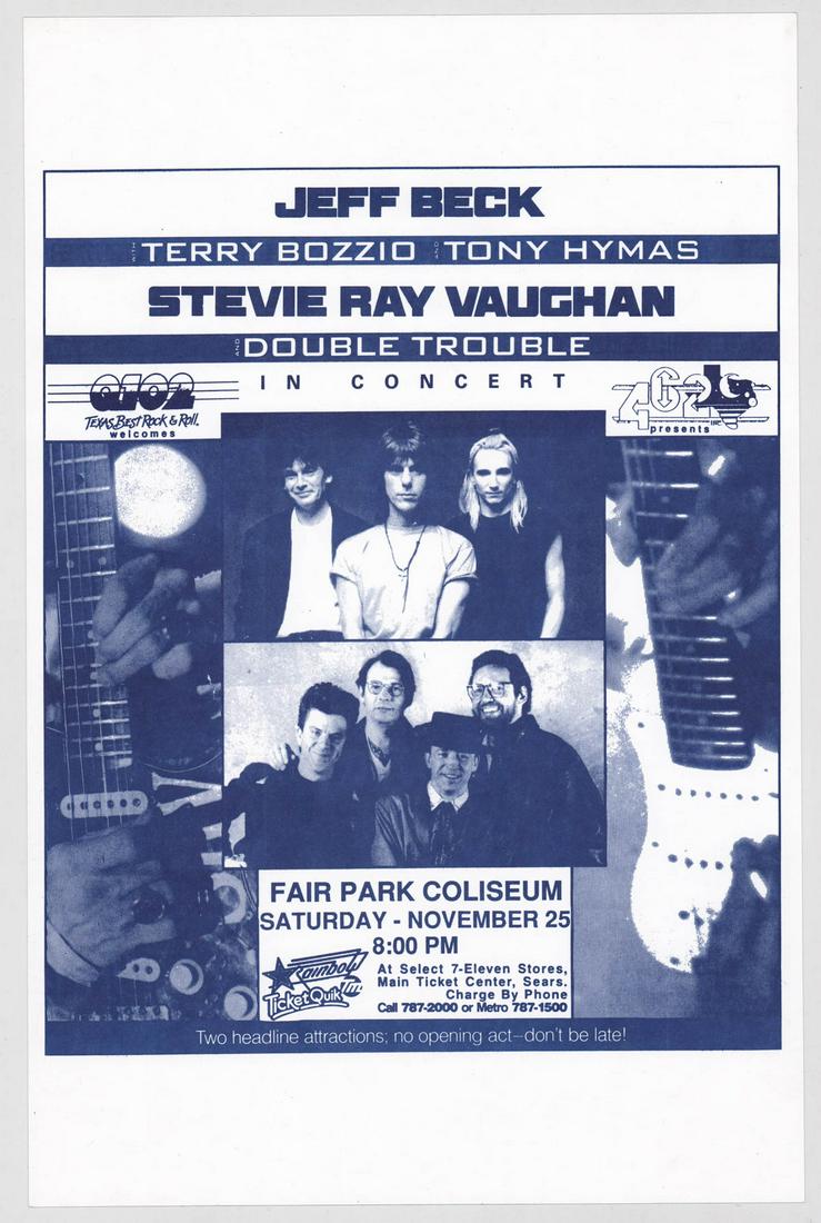Stevie Ray Vaughn, Jeff Beck 1989 Concert Poster (1 of 2)