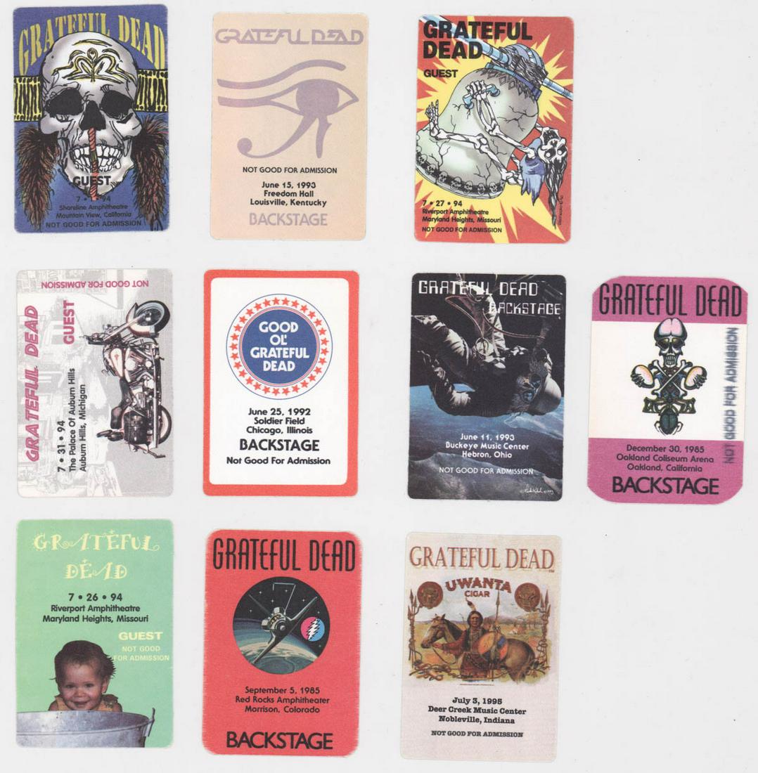 The Grateful Dead (10) Backstage Passes 80's 90's (1 of 2)