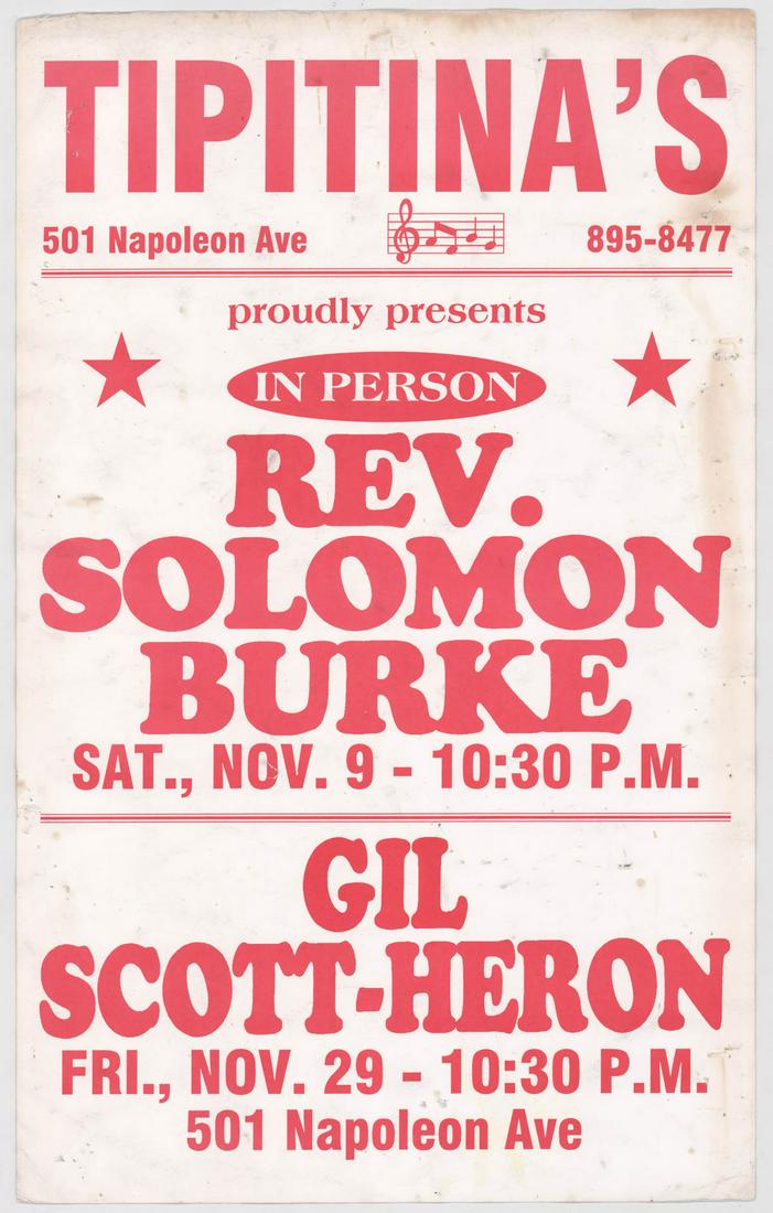 Rev. Solomon Burke 1974 NOLA Concert Poster (1 of 2)