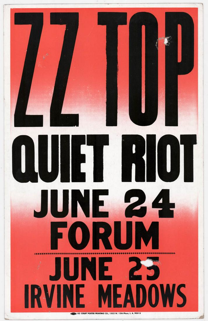 ZZ Top 1983 Quiet Riot Forum Concert Poster (1 of 2)