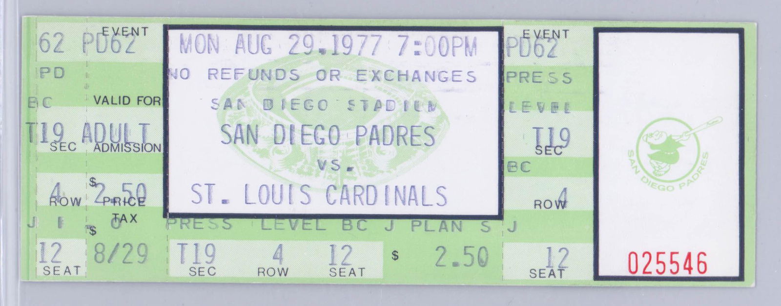 Lou Brock Breaks Cobb's SB Record Ticket (1 of 2)