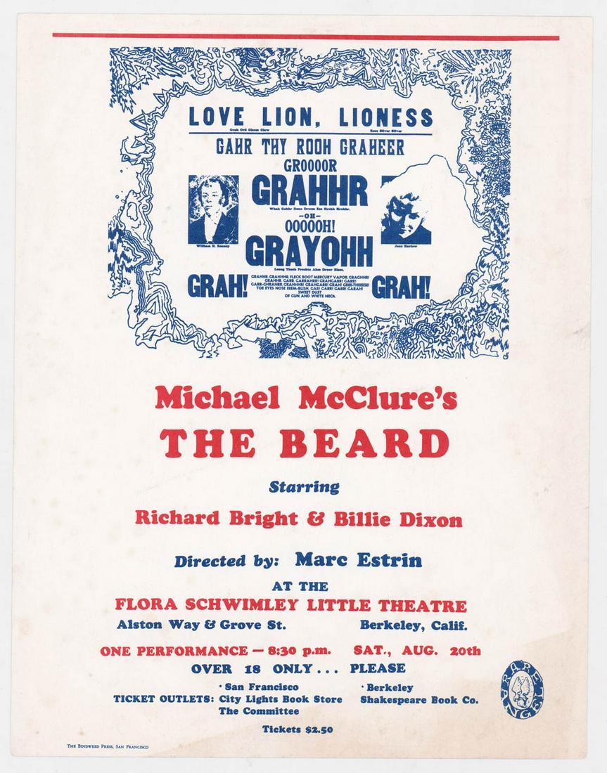 The Beard Michael McClure 1966 Theater Flyer (1 of 2)