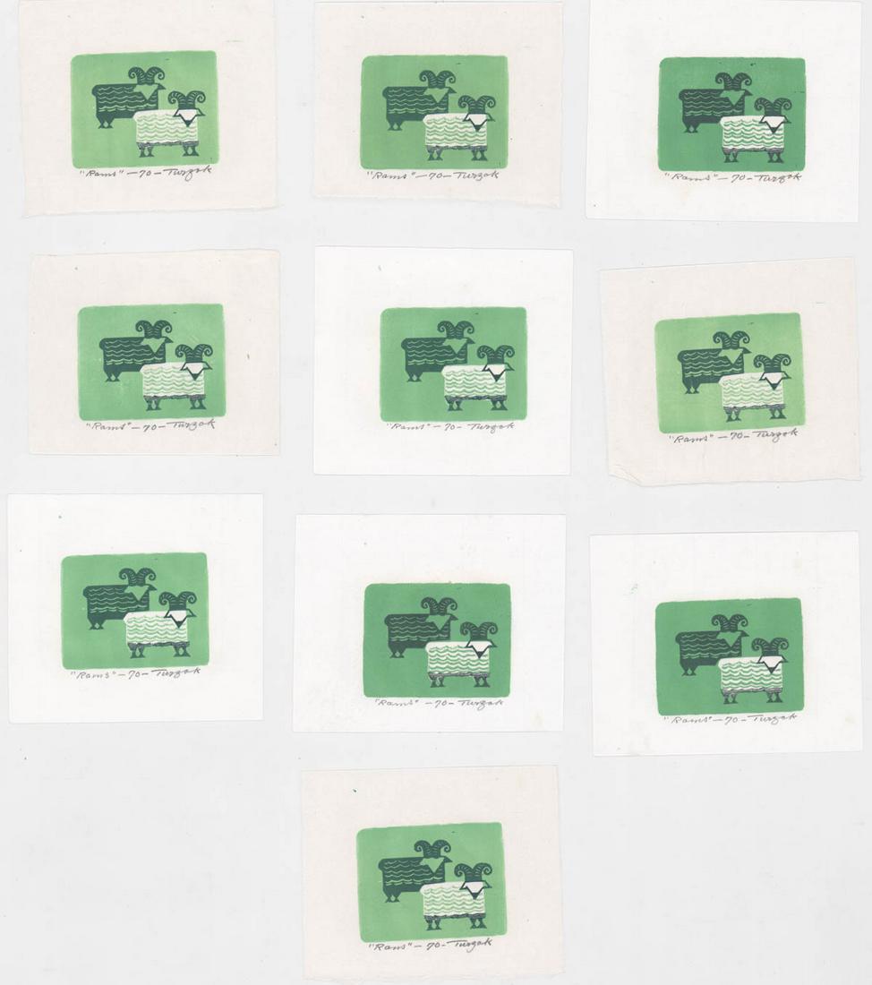 Charles Turzak (10) S/N Woodblock Prints [Rams] (1 of 11)