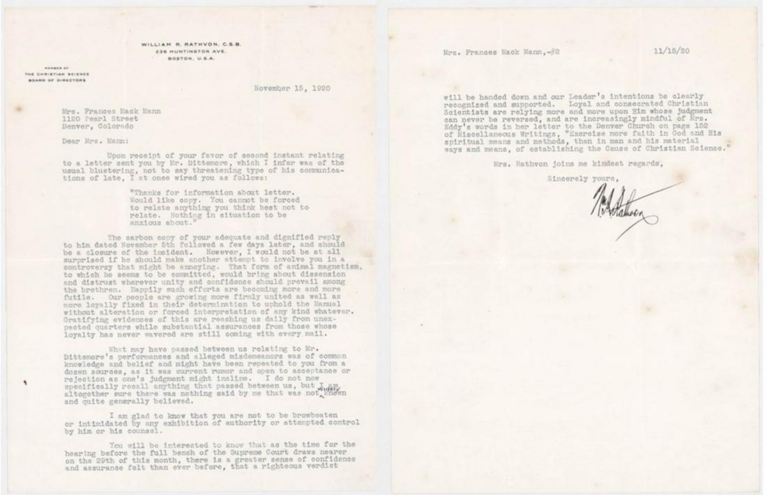 Christian Science Letter [William R. Rathvon] (1 of 5)