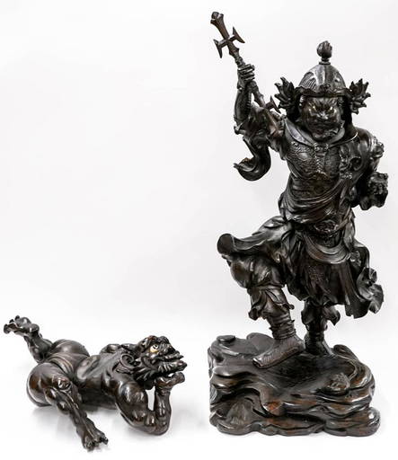 Lot - A Japanese bronze sculpture of a sumo wrestler, 19thC/20thC, H 29,5 cm