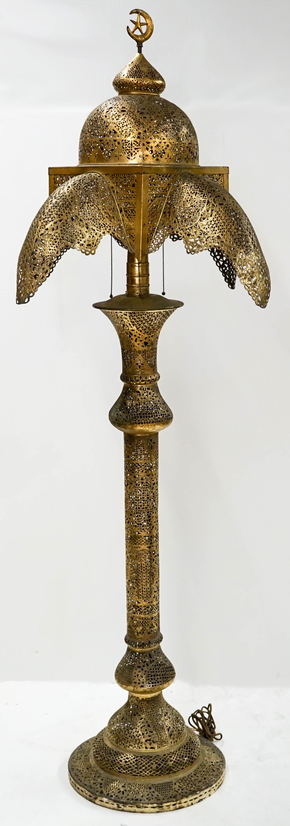 [Middle Eastern, India] Antique Brass Floor Lamp (1 of 7)