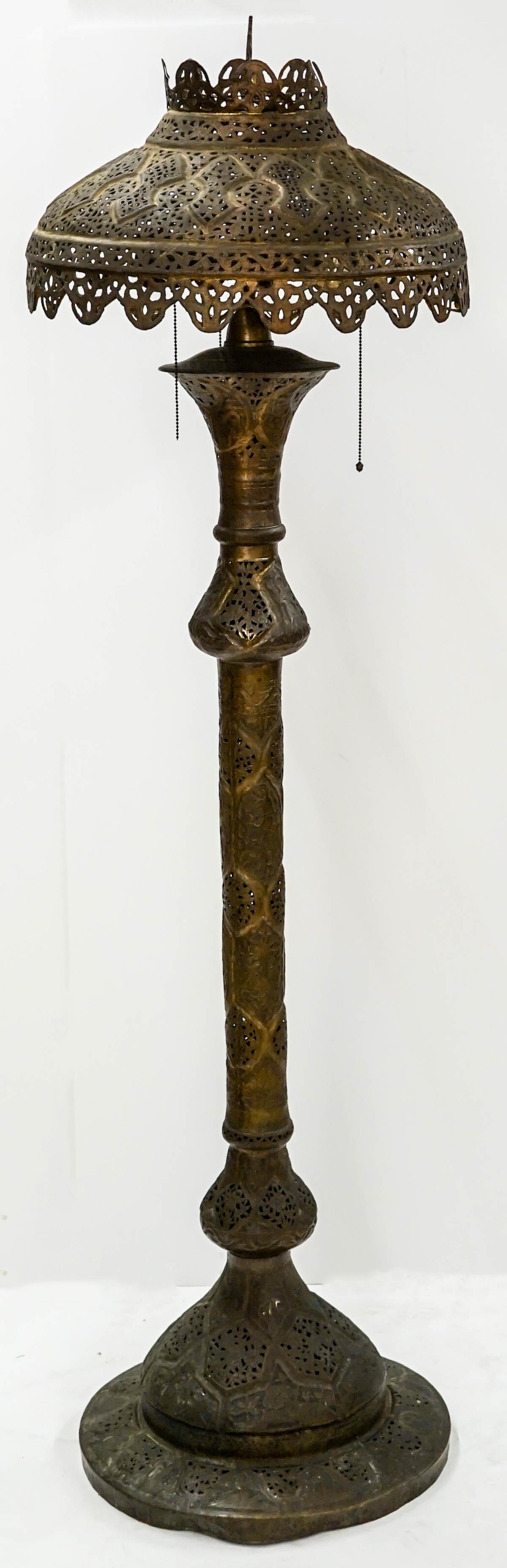 [Middle Eastern, India] Antique Brass Floor Lamp (1 of 10)