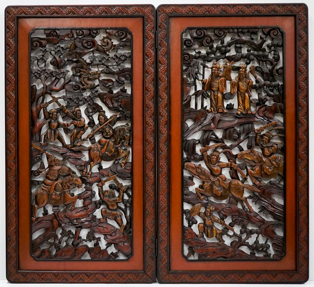 19th Century Chinese Pair Panels with Warriors (1 of 7)