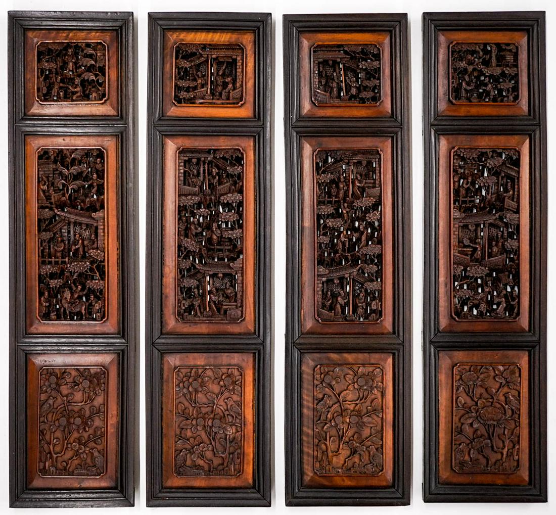 Set of (4) Extremely Fine Chinese Carved Panels (1 of 7)