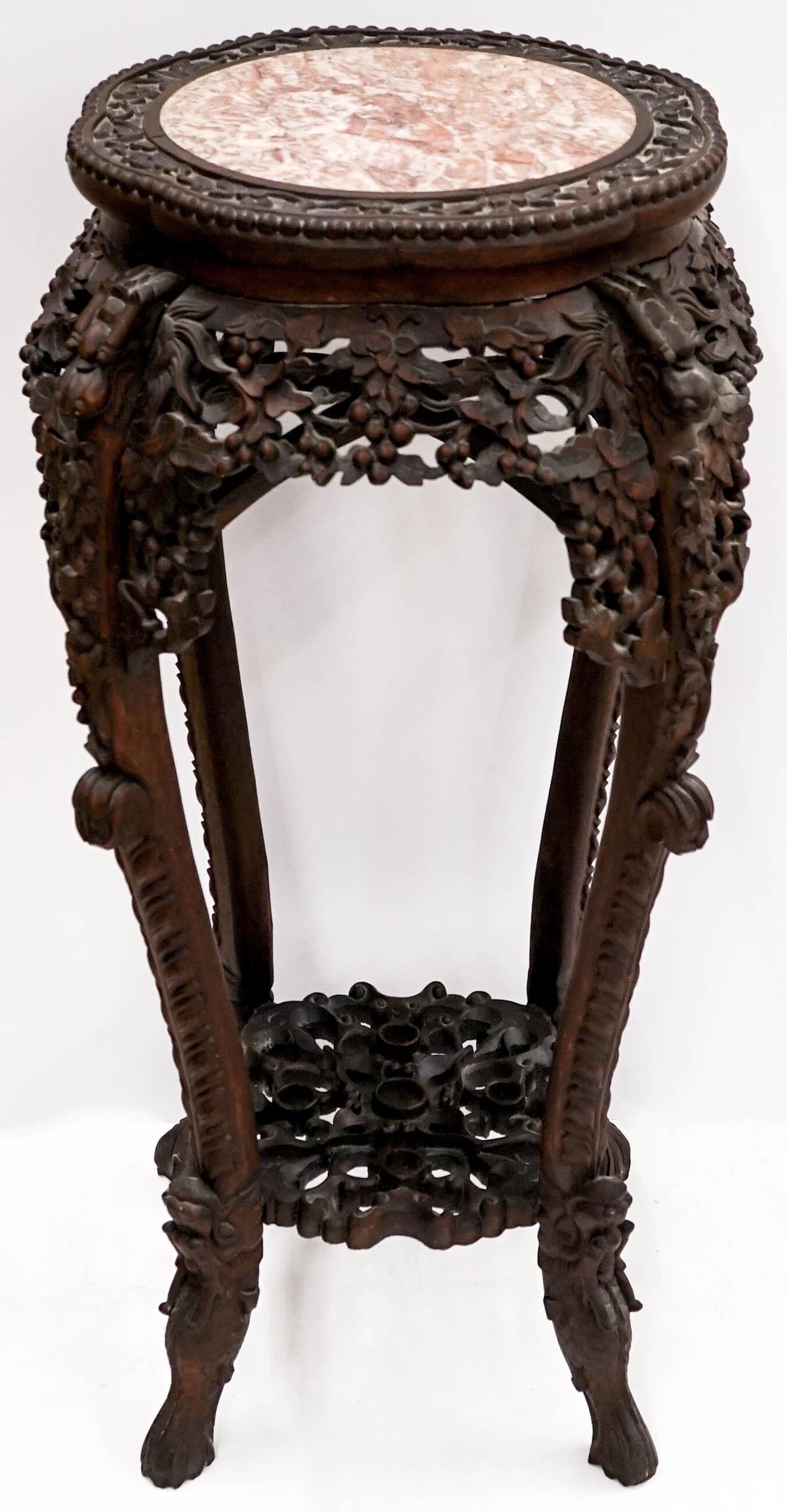 A Chinese Antique Carved Marble Top Stand (1 of 11)