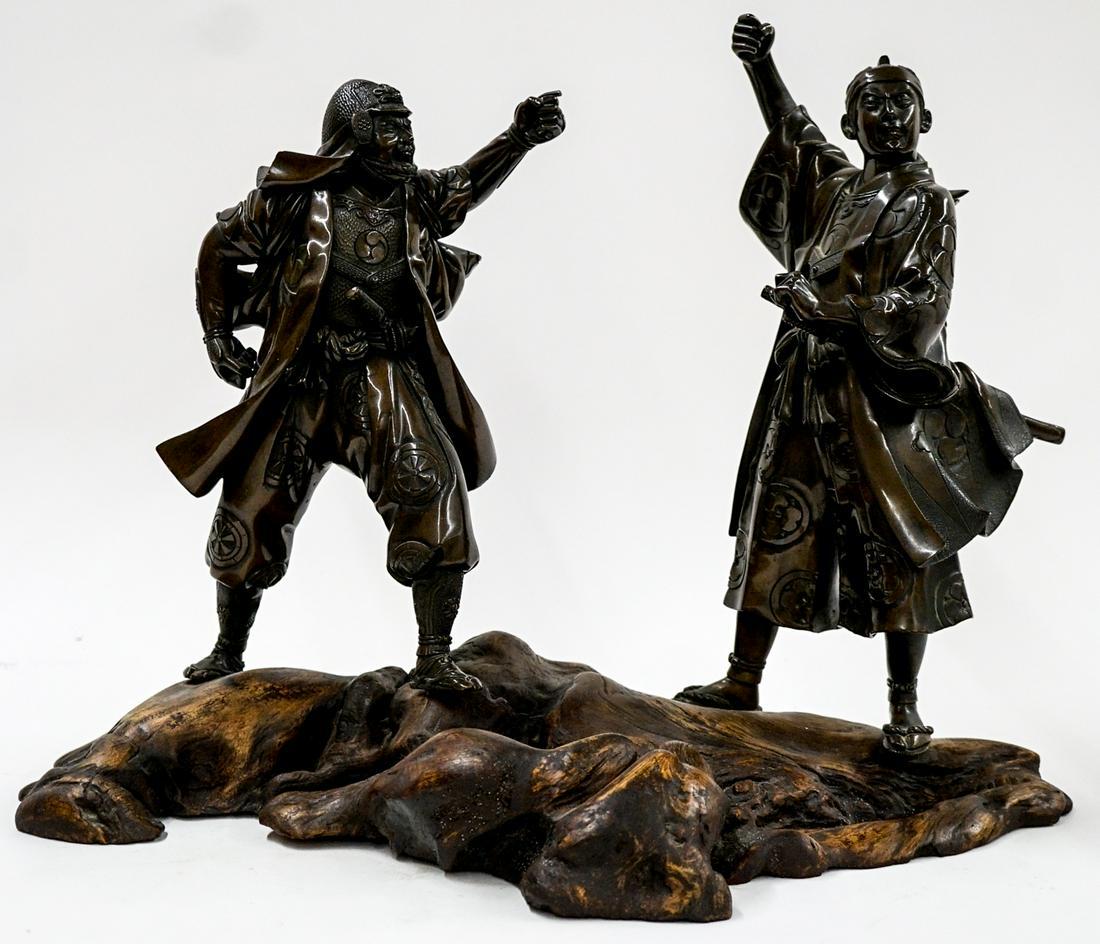 A Signed Japanese Bronze Double Figure Group (1 of 7)