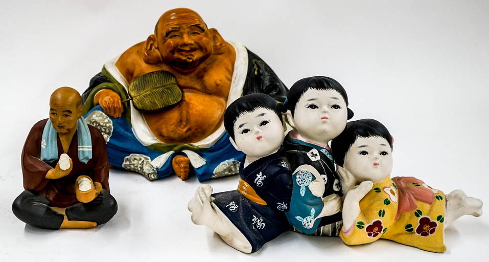 Three Vintage Japanese Hakata Dolls