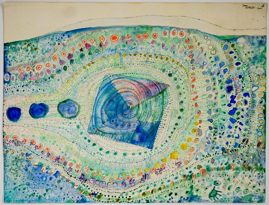 Juan Romero Fernandez (1932 - 1996) Original Art +: Juan Romero Fernandez (Spain, 1932 - 1996) original signed and dated watercolor on semi-rigid cardstock paper and (7) artist's brochures. Measures 9.75 x 12.75 inches. Unframed, good condition. If lot