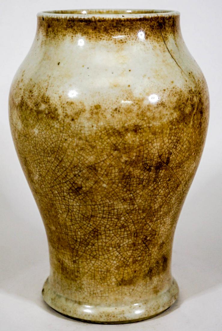 Vintage Glazed Pottery Vase [Cream/Brown] (1 of 8)