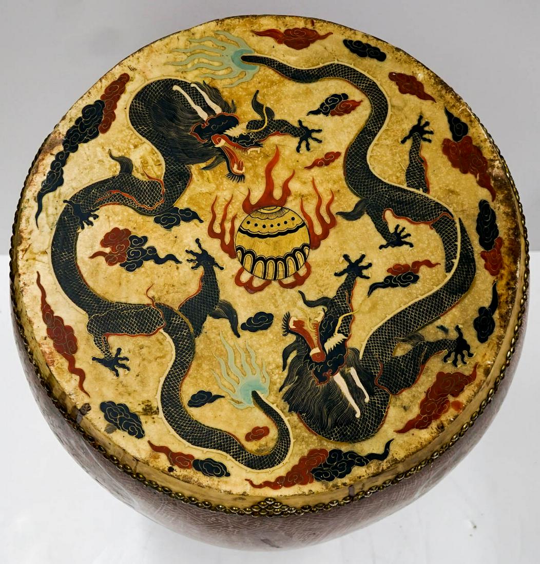 Antique Chinese Hand-Painted Large Drum (1 of 8)