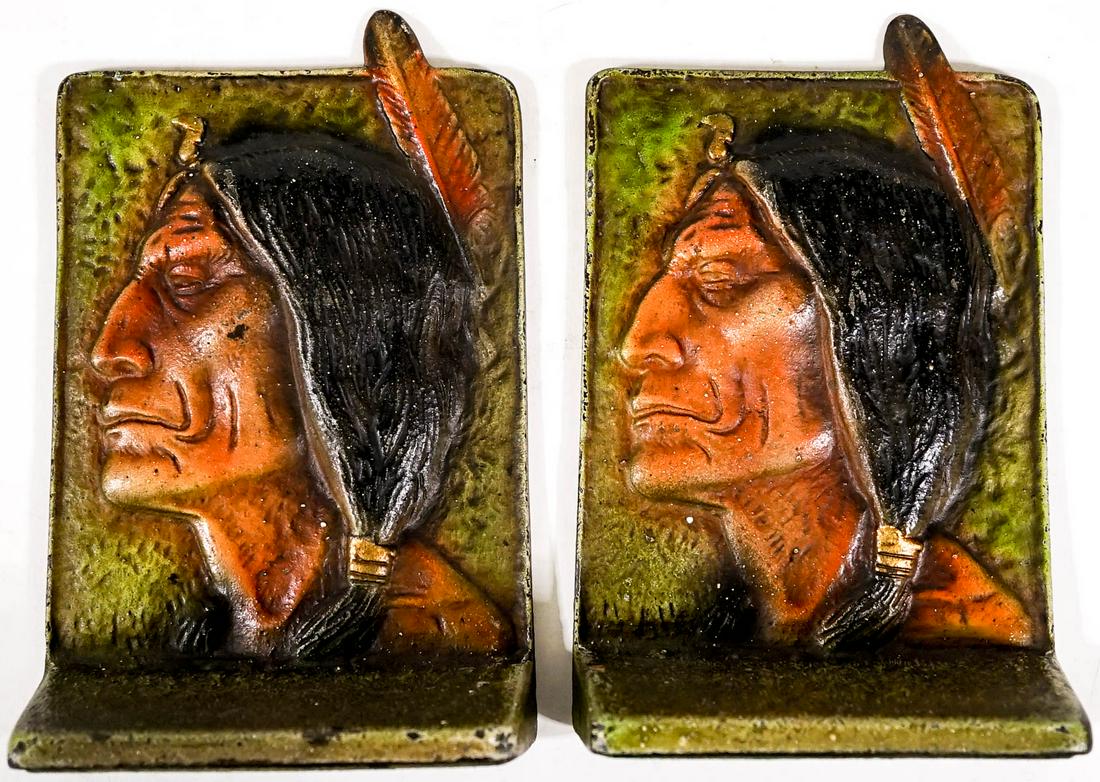 Z-R [One Feathers] Cast Bookends ca.1928 (1 of 6)