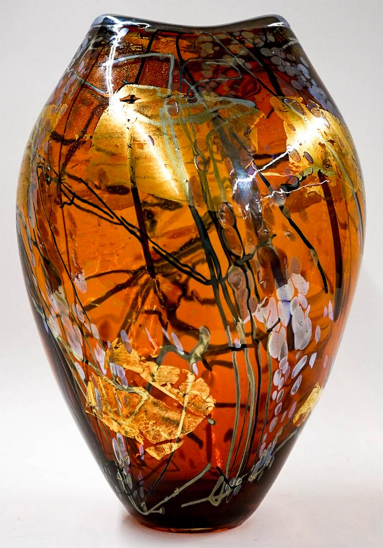 Tim Lazer Large Signed & Dated Glass Vase (1 of 5)