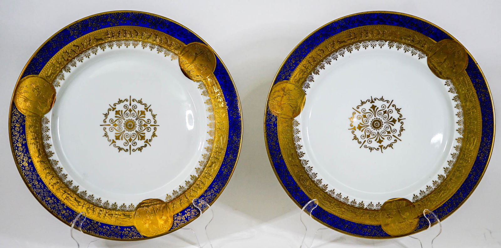 E Bavaria, Germany (2) Dinner Plates [Blue / Gilt] (1 of 8)