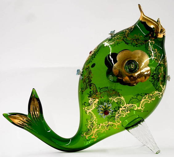 Large Italian Art Glass Fish Vase