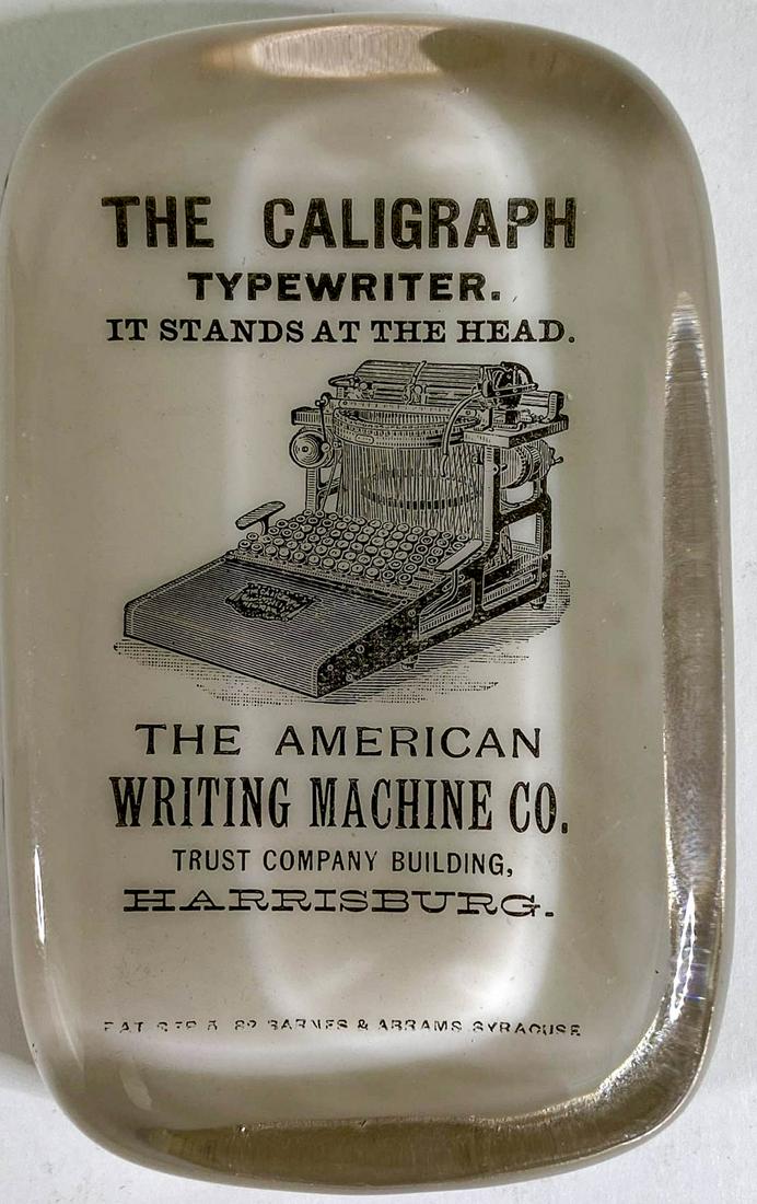 Antique Caligraph Advertising Glass Paperweight (1 of 3)