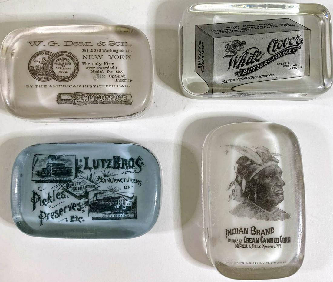 [Food, Dairy] Advertising Glass Paperweights (4) (1 of 5)